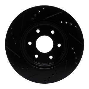 Nissan Xterra Brake Rotor (1) - Front Right - R1 Concepts - Drilled & Slotted - Black - `05-`25